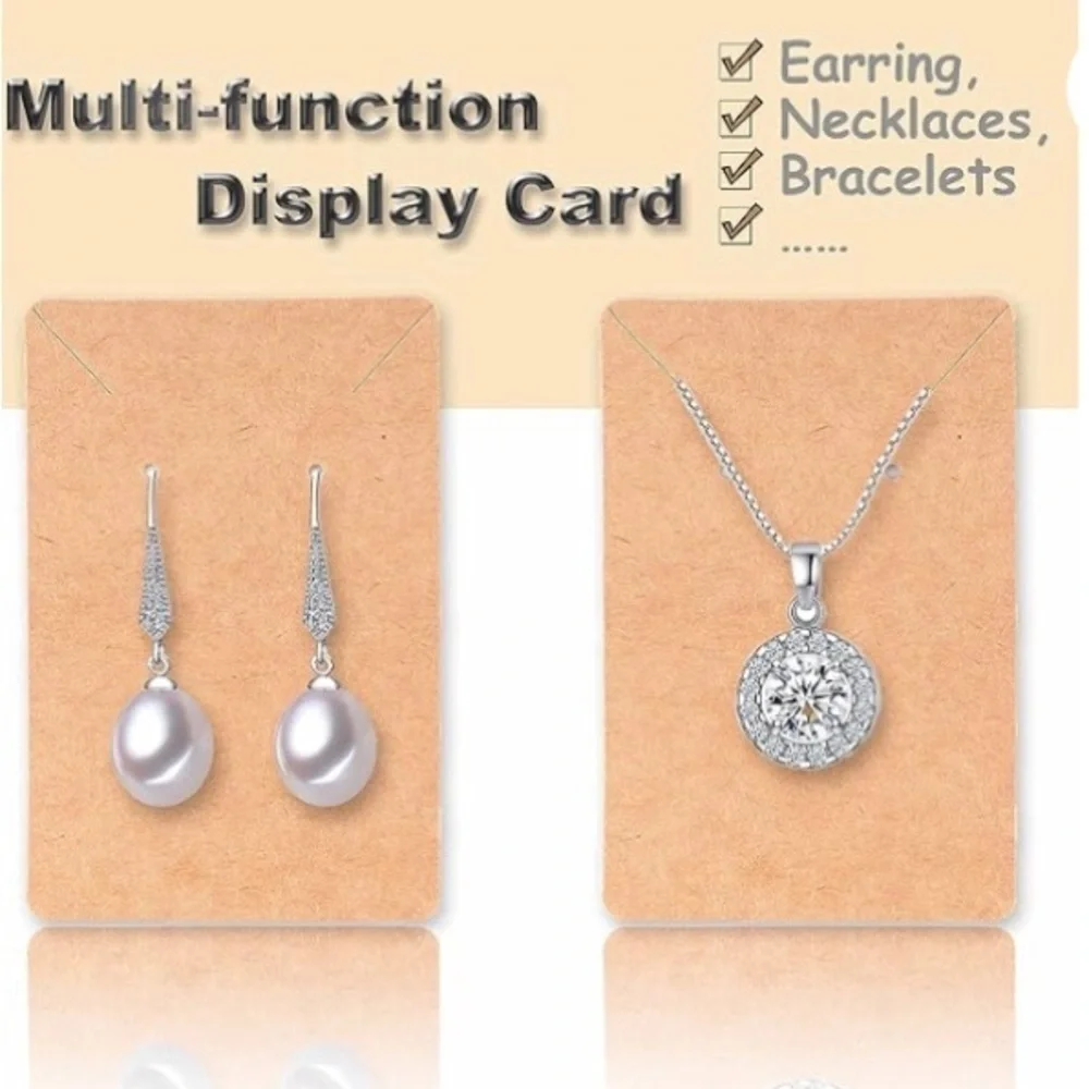 Set/10 Earring, Necklace Cards with Earring Backs, Resealable Clear Bags